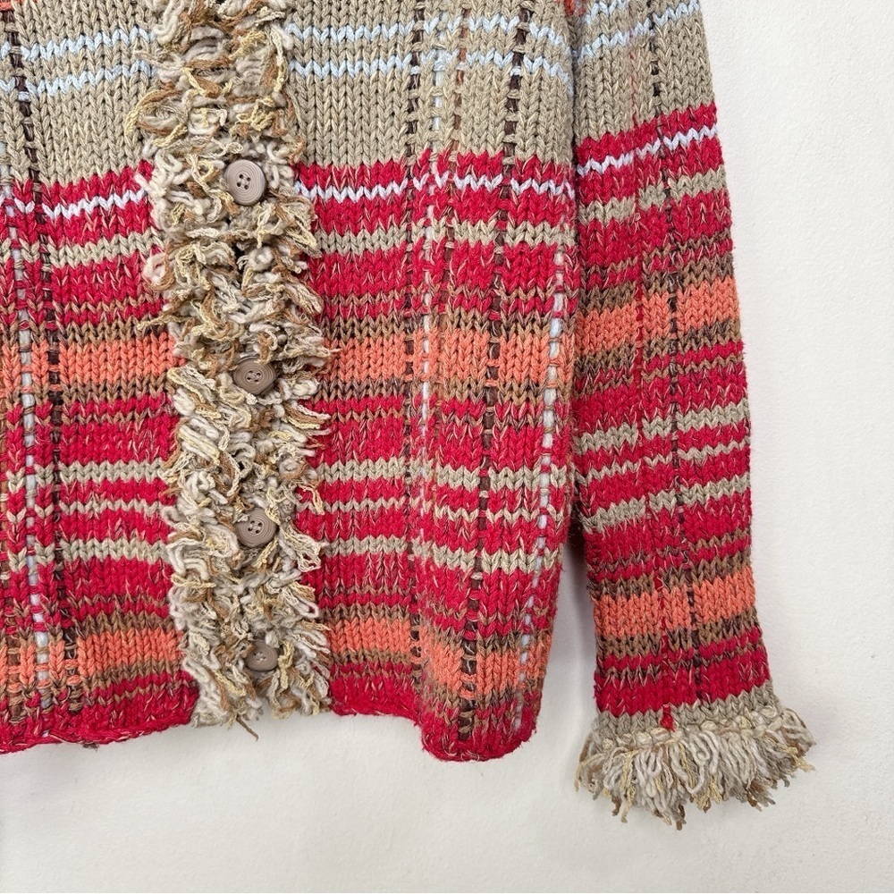 Susan Bristol Womens Small Chunky Hand Embroidered Fringe Multi Color Ca… - Picture 7 of 15